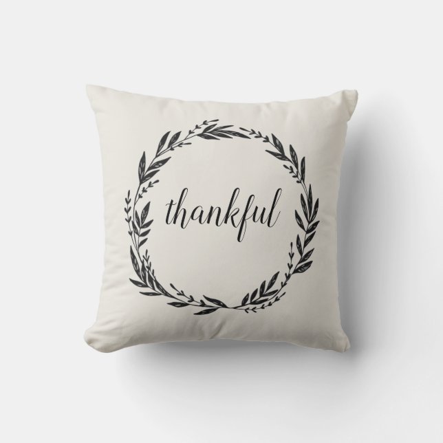 Coussin Thankful Wreath Script Jeter l'oreiller (Recto)