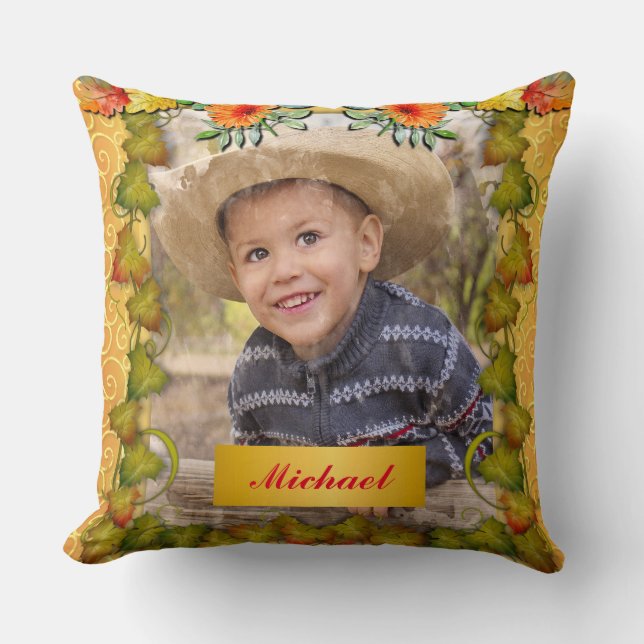 Coussin Thankgiving Automne Maple Leaf et Sunflower (Recto)