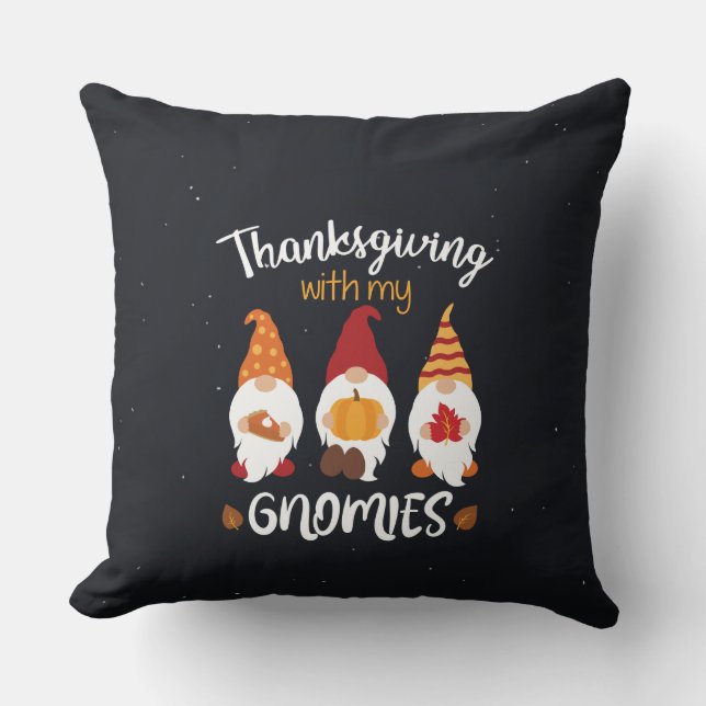 Coussin Thanksgiving Avec Mes Gnomes (Recto)