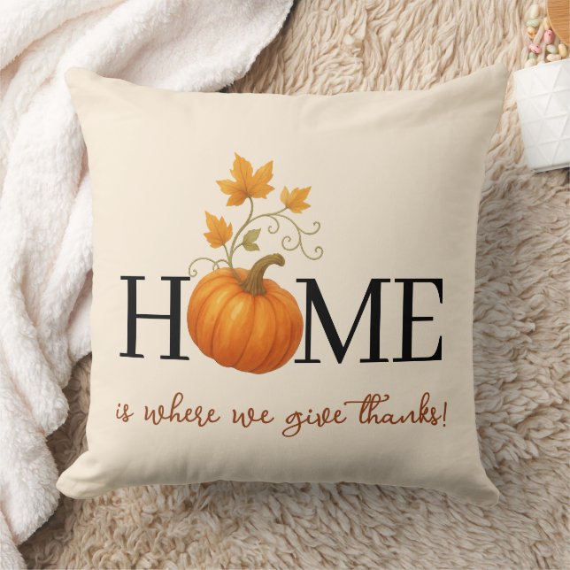 Coussin Thanksgiving Citrouille Home Où nous donnons des r (Couverture)
