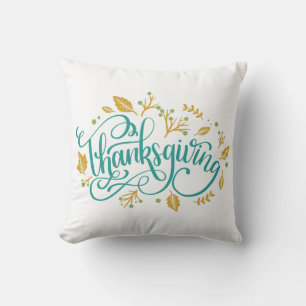 Coussin Thanksgiving Décoratif Calligraphie Feuilles d'aut