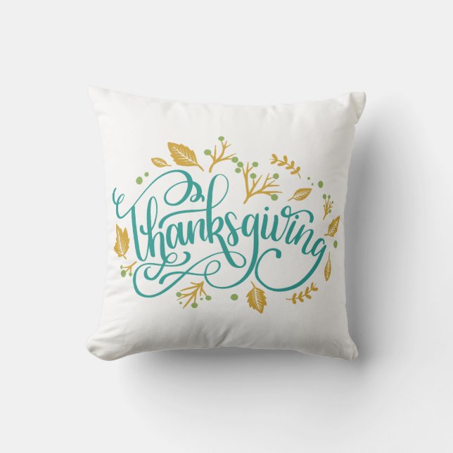 Coussin Thanksgiving Décoratif Calligraphie Feuilles d'aut (Recto)