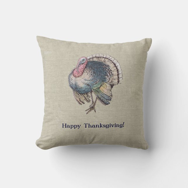 Coussin Thanksgiving démodé vintage Turquie (Recto)
