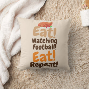 Coussin Thanksgiving Eat, Watching Football, Eat Repeat