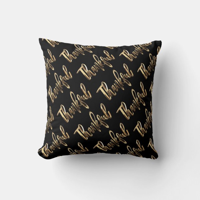 Coussin Thanksgiving en noir et or (Recto)