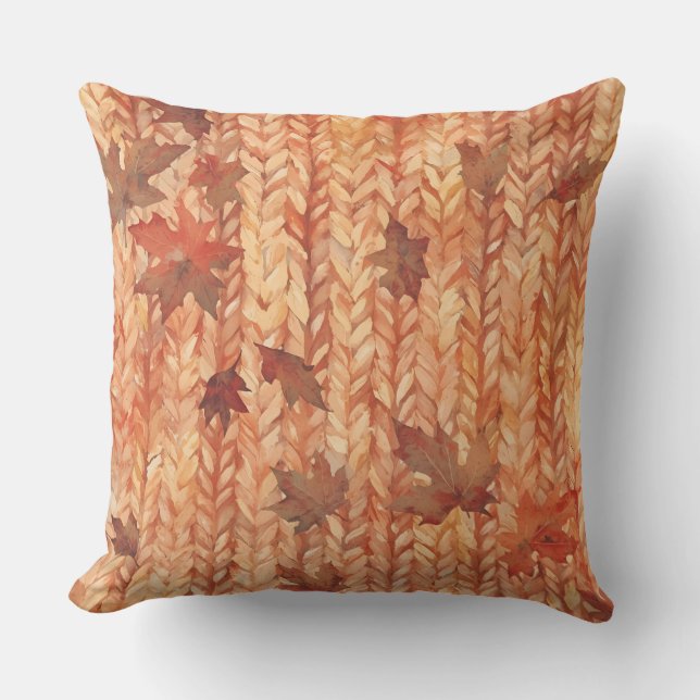Coussin Thanksgiving, Feuilles d'automne avec Crochet Styl (Recto)