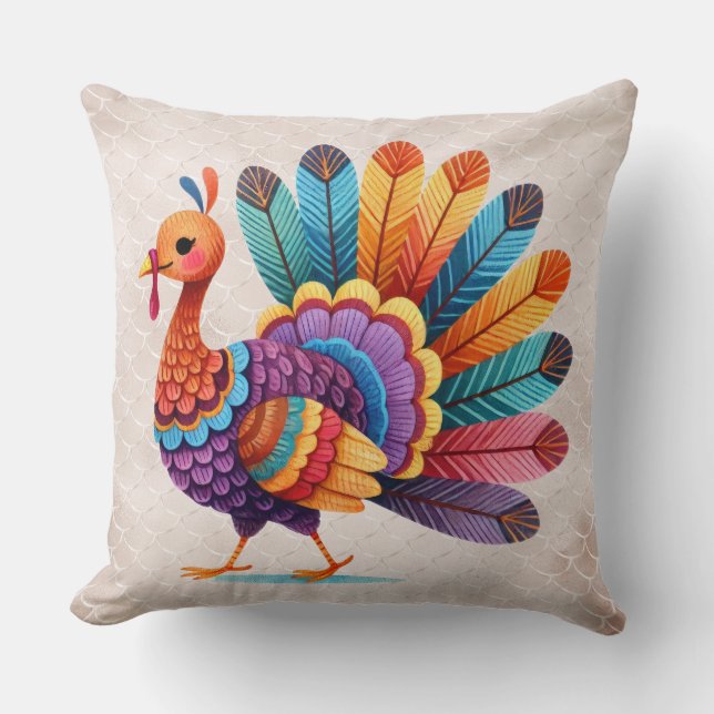Coussin Thanksgiving Lumineuses Plumes Turquie Jeter Oreil (Recto)