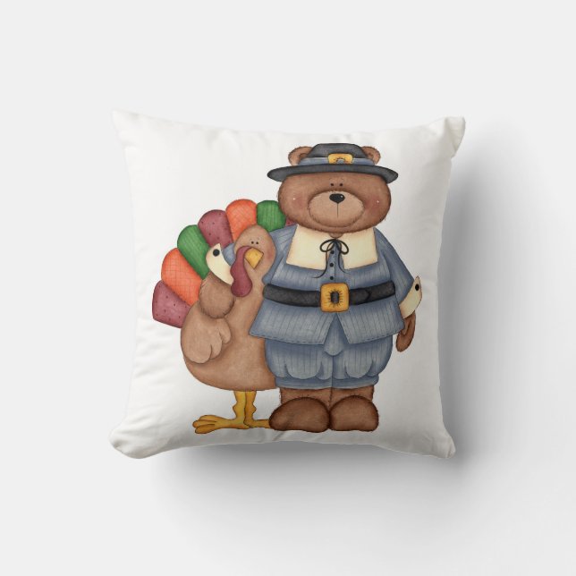 Coussin Thanksgiving Thanksgiving Thawlow/Turkey and Bear (Recto)