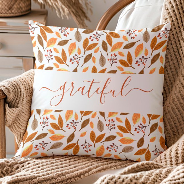 Coussin Thanksgiving Throw Pillow Grateful Home Decor (Créateur téléchargé)
