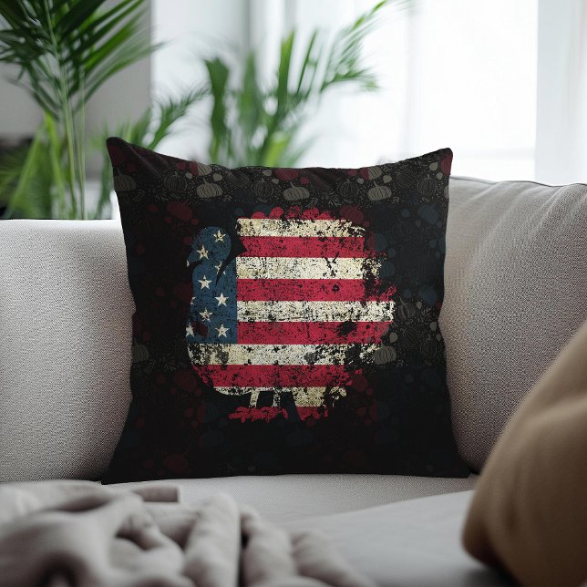 Coussin Thanksgiving Turkey With American Flag (Créateur téléchargé)