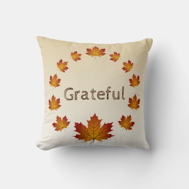 Coussin Thanksgiving Wreath Grateful Simple Feuilles d'éra (Recto)