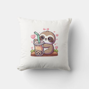 Coussin Thé à bulles de lait Boba Paresseux Mignon Kawaii