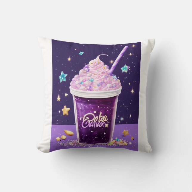 Coussin Thé aux perles Kawaii Galaxy – Crème fouettée Viol (Recto)
