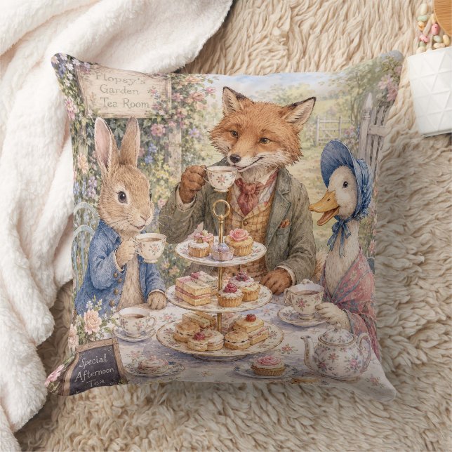 Coussin Thé de l'après-midi classique lapin canard renard (Couverture)