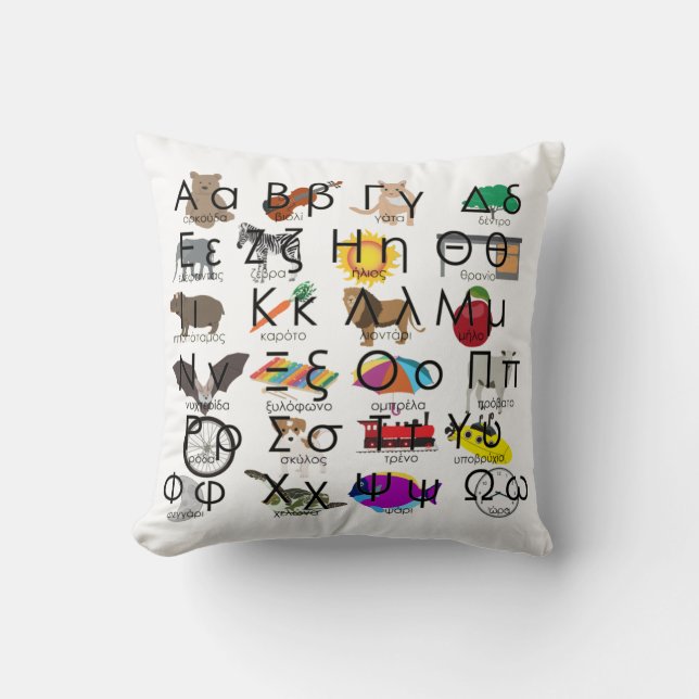 Coussin The Greek Alphabet Letters (Recto)