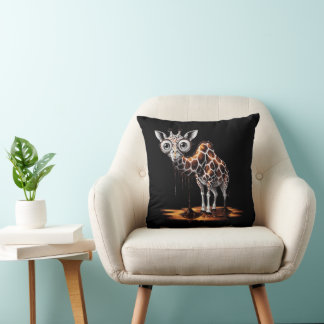 Coussin The Melting Giraffe Funny Surreal Art Design