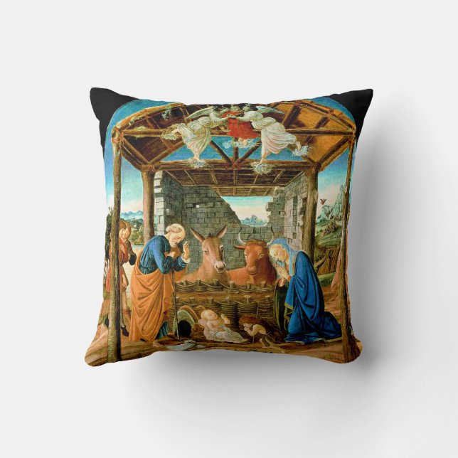 Coussin The Nativity, famous painting by Sandro Botticelli (Verso)