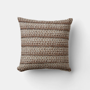 Coussin the texture of the plain knitted fabric , brown