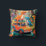 Coussin The Velociraptors Family Vacation<br><div class="desc">The yellow and blue jalopy cannot make it through the water puddle so,  they get help from other dinosaurs in the forest.</div>