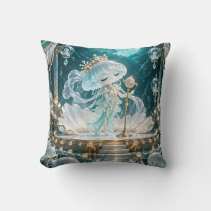 Coussin Théâtre de perle de méduse de lune sarcelle
