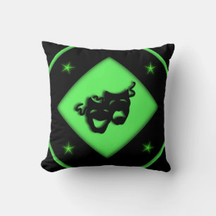Coussin Théâtre grec Masques noir n Chartreuse