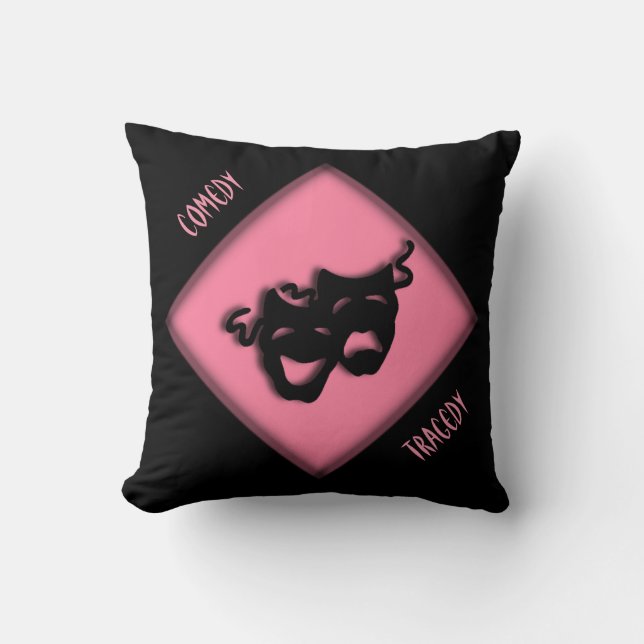 Coussin Théâtre Happy Triste Masques Grecs Pink Jeu Oreill (Recto)