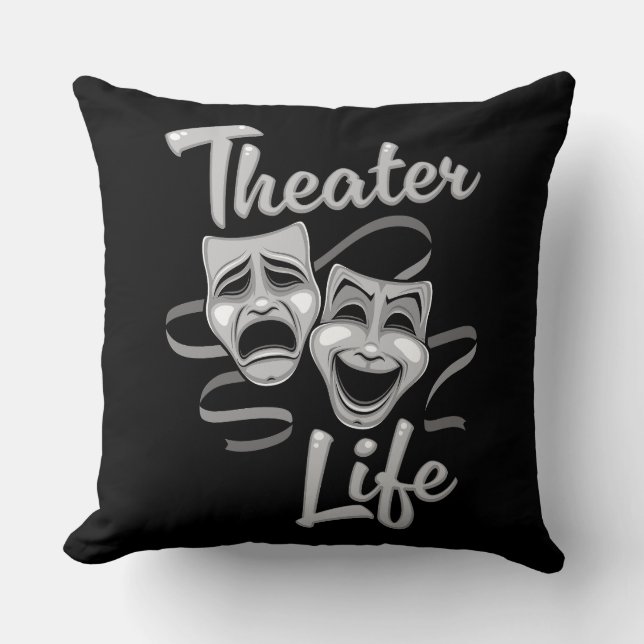 Coussin Théâtre Vie Comédie et masques de tragédie (Recto)