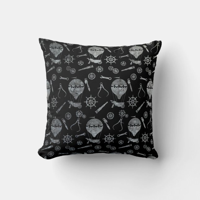Coussin Thème Balloon en acier Zinc Steampunk (Recto)