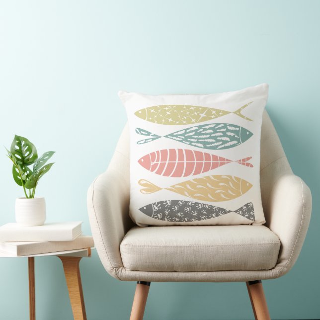 Coussin Thème côtier de poissons colorés mignons (Chaise)