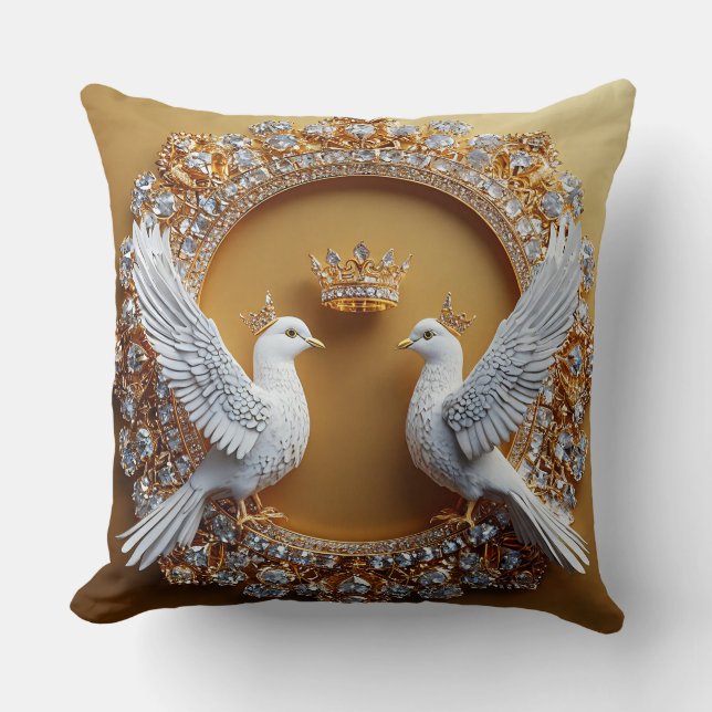 Coussin Thème d'amour émotionnel des colombes de mariage (Recto)