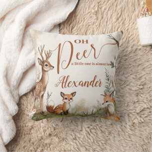 Coussin Thème de Baby Shower Woodland Oh Deer