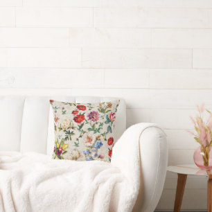 Coussin Thème de création de l'aquarelle florale de l'ère 