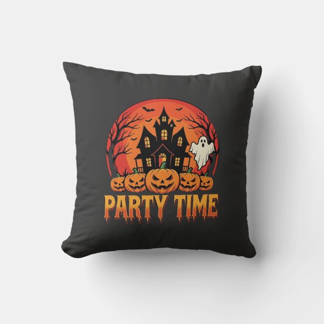 Coussin Thème de fantôme de citrouille pour la fête d'Hall (Recto)