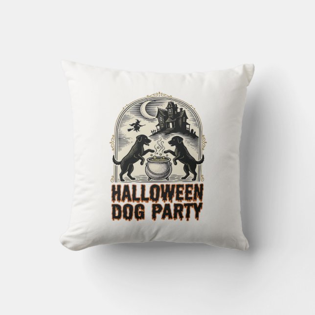 Coussin Thème de fête pour chien Halloween Chaudron de sor (Recto)