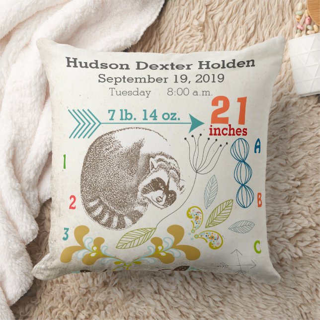Coussin Thème de flèche de raton laveur de statistiques de (Couverture)
