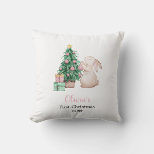 Coussin Thème de lapin pour le premier Noël de bébé person