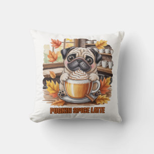 Coussin Thème de latte à la citrouille épice Mignon Drôle 