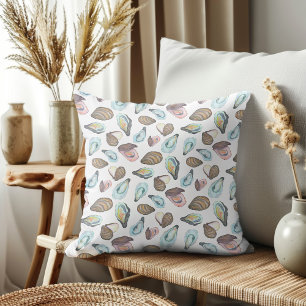 Coussin Thème de plage côtière huître aquarelle