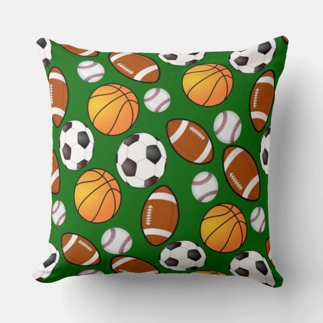 Coussin Thème de sport de football baseball basket-ball (Recto)
