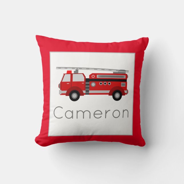 Coussin Thème de véhicule de camion de pompiers Nurserie B (Recto)