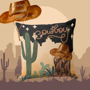 Coussin Thème du désert Cowboy Cactus