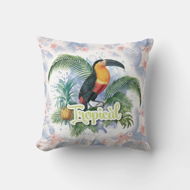 Coussin Thème du perroquet tropical (Recto)