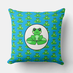 Coussin Thème grenouille bleue et verte 