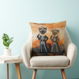 Coussin Thème Halloween pour les amoureux de chats siamois