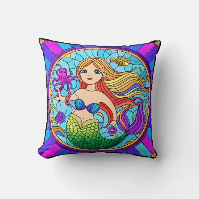 Coussin Thème Mermaid Tropical Beachy Design (Recto)