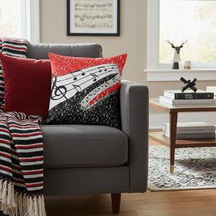 Coussin Thème musical rouge et noir