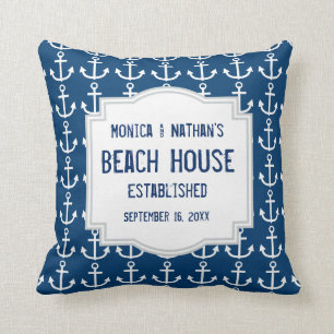 Coussin Thème nautique bleu avec les Ancres A01