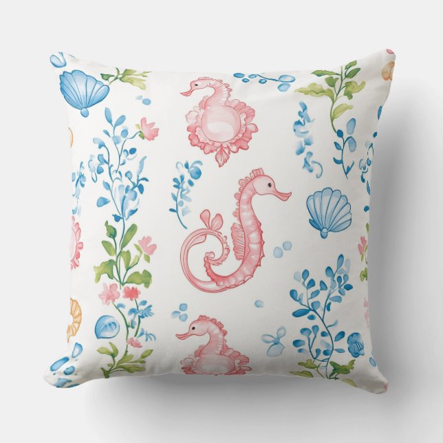 COUSSIN THÈME NAUTIQUE ROSE BLEU BLANC PASTEL (Recto)