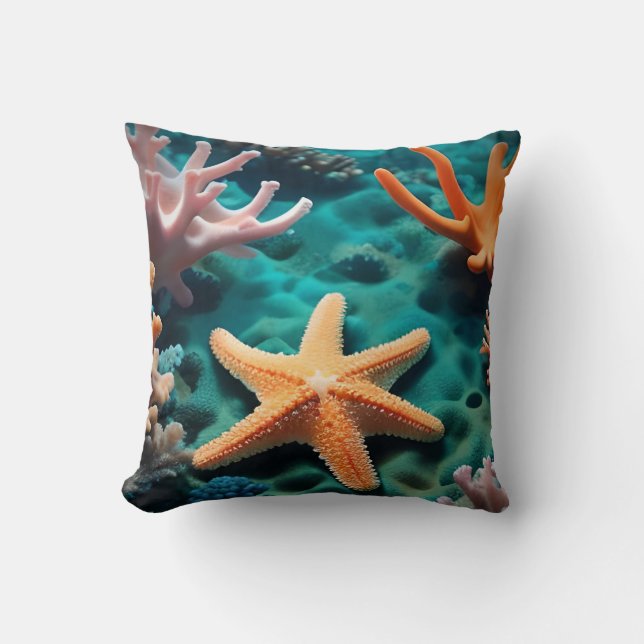 Coussin Thème océanique frais et coloré (Recto)
