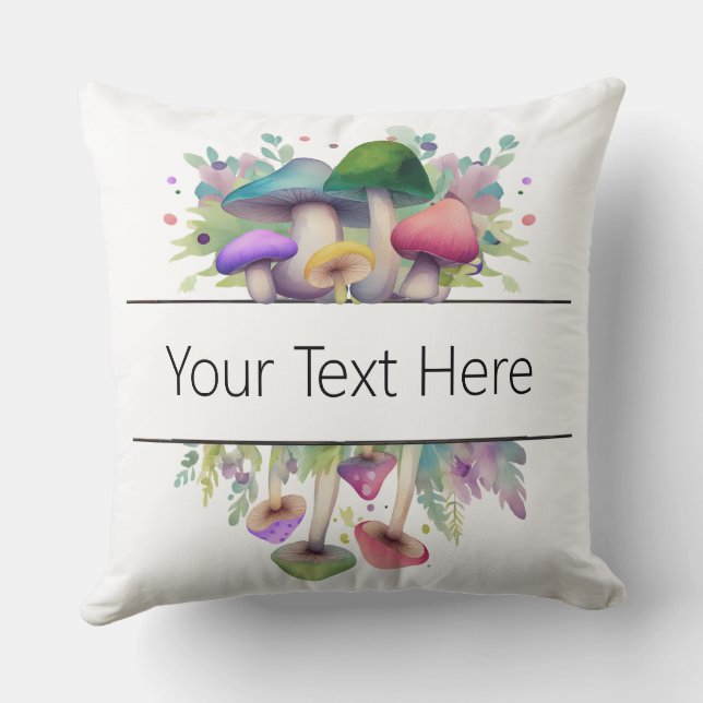 Coussin Thème personnalisé de champignon rose et violet (Verso)